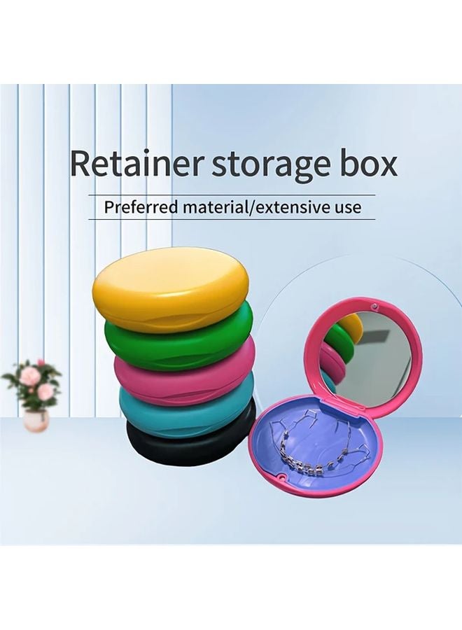 Magnetic Retainer Case With Mirror 1pc Blue Portable Orthodontic Storage Box - Image 1